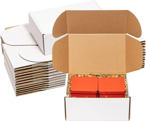 Miniatura 6 de Wowxyz Cajas de envío blancas de 6 x 4 x 3 pulgadas, paquete de 25 cajas de correo de cartón corrugado para pequeñas empresas - Suministros