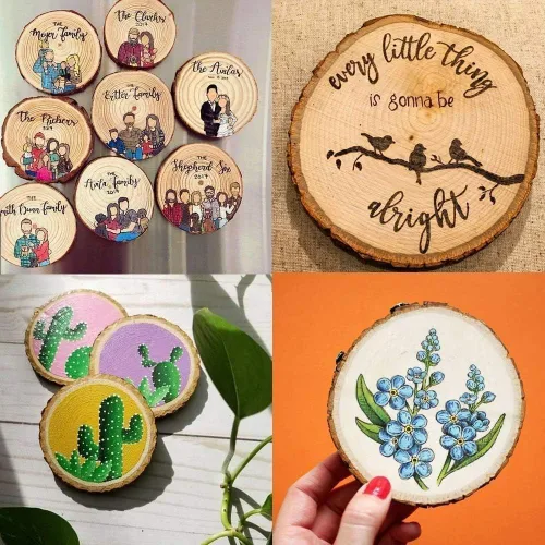 Miniatura 3 de 20 tablas de madera natural sin terminar de 3.5 a 4 pulgadas; piezas de madera artesanal en círculos; adornos de Navidad rústicos, decoración