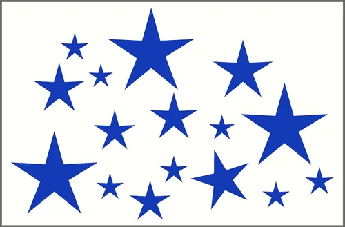 Vinilo adhesivo de pared Variety Star, 16 unidades, 2 a 8 pulgadas, despegar y pegar por Wall Décor Plus Plus, color azul tráfico