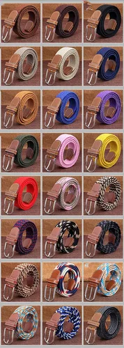 Miniatura 2 de Andongnywell Cinturón elástico tejido al aire libre trenzado lona cinturón elástico casual para hombres mujeres con hebilla de metal