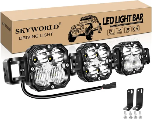 Miniatura 32 de SKYWORLD Luz LED Cuadrada Tipo Pod de 4.3 pulgadas, 30W 2500 LM, Luz Antiniebla de Conducción Todoterreno para Carro 4x4 Camión UTE ATV Barco