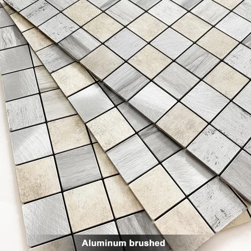 Miniatura 2 de BeNice Adhesivos de pared autoadhesivos de metal para cocina, para despegar y pegar, cuadrado gris (madera rústica, gris, 10 hojas)