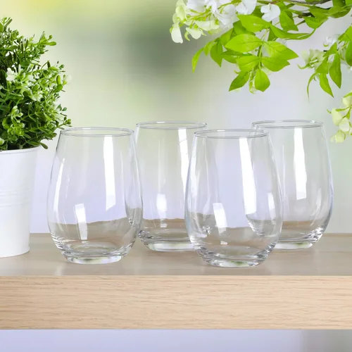 Miniatura 3 de Martha Stewart Farrow Juego de 4 copas de vino multiusos sin tallo de 18 onzas para vino tinto o blanco Copa de vino sin tallo de 18 oz