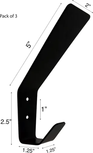 Miniatura 2 de Tetra-Teknica Home Essentials - Gancho de pared de metal, negro mate, paquete de 3