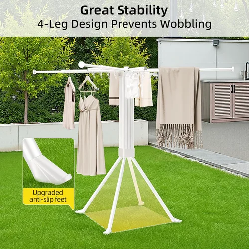 Miniatura 3 de Estante de Secado de Ropa BIREN Plegable y Extensible con 16 Clips, Perchero de Ropa Plegable para Ahorrar Espacio, Ideal para Colgar Ropa