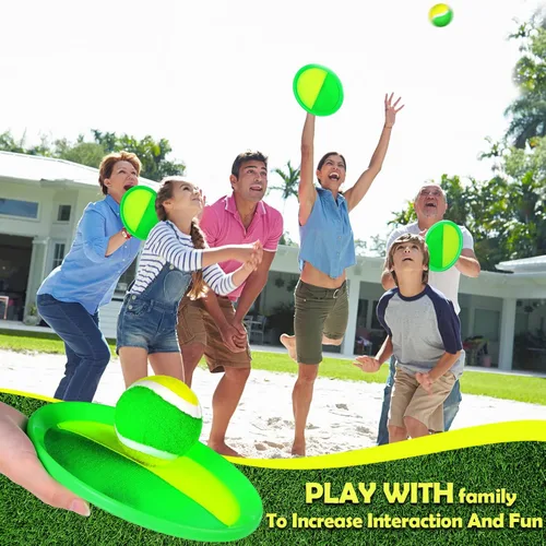 Miniatura 6 de Charniol Juego de juguetes para niños, 12 palas, 6 pelotas, juegos de deportes al aire libre, juego de pelota de lanzamiento con paletas, juguetes
