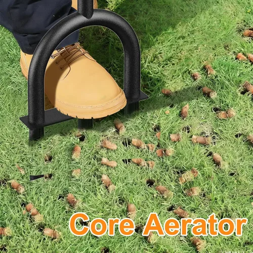 Miniatura 6 de Herramienta de aireación manual para el césped – Aireador de suelo manual resistente con 3 dientes huecos, removedor de tapones de césped y jardín