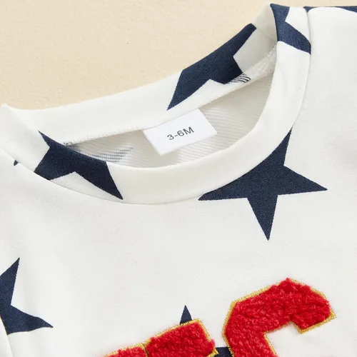 Miniatura 5 de Conjunto de camisa y pantalones cortos de estrellas para el 4 de julio para bebé niño y niña