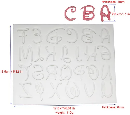 Miniatura 2 de Moldes de silicona elegantes con alfabeto inglés/letras y números para pastel de fondant, pasta de goma, decoraciones de pastel DIY