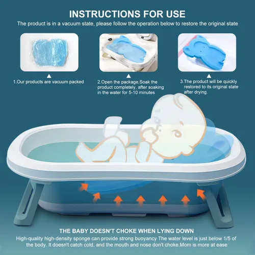 Miniatura 4 de Esponja de baño infantil suave elefante bebé alfombra de baño recién nacido cómodo espuma antideslizante cojín (azul, 1 juego)