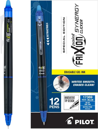 Miniatura 14 de PILOT FriXion Synergy Bolígrafos de tinta de gel retráctiles con clic borrables, punta extra fina de 0.5mm, tinta negra, docena