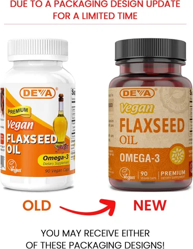 Miniatura 2 de Deva Suplemento vegano de aceite de linaza omega-3, 1000 mg por porción, prensado en frío y sin refinar, alternativa al aceite de pescado