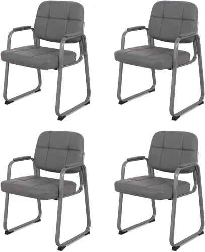 Miniatura 15 de CLATINA Silla de recepción clásica con reposabrazos acolchados y marco de acero resistente, silla ergonómica para invitados para oficina, Gris