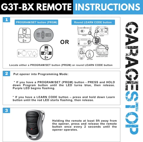 Miniatura 3 de 2X para mando a distancia de puerta de garaje Genie Intellicode, reemplazo de mando a distancia de puerta de garaje Genie G3T-BX G3T-R de 3 botones