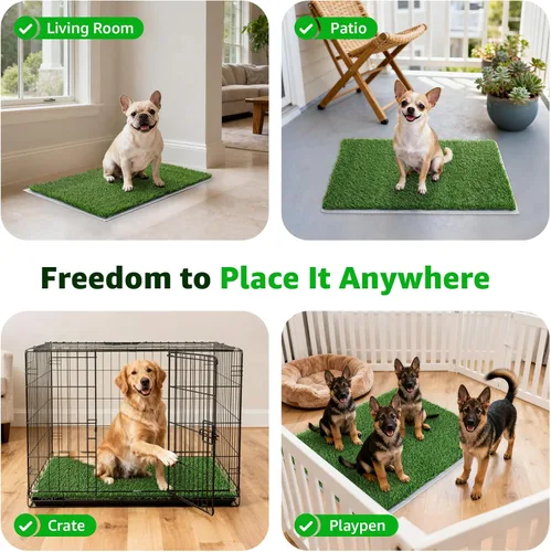 Miniatura 9 de Almohadilla de césped artificial para perros Orinal: 33.2 x 20.8 pulgadas de hierba falsa para perros cachorros entrenamiento para orinar y hacer