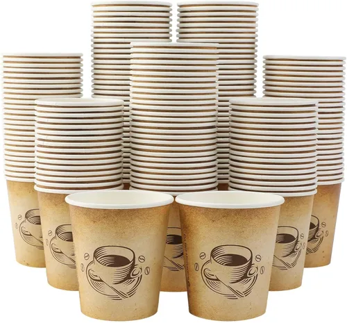 Clawsoff Paquete de 200 tazas de café de 10 onzas, tazas de papel desechables para bebidas calientes/frías, para oficina, hogar, tienda, evento