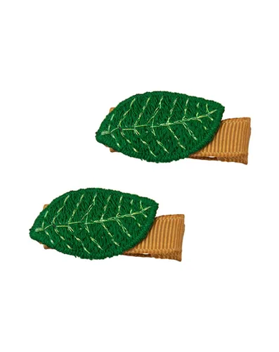 Miniatura 9 de Horquilla para el cabello con bordado en forma de hoja para niñas, pasadores para el cabello BW06 (2 unidades, verde)