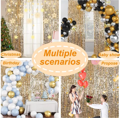 Miniatura 7 de Cortinas de Telón de Fondo de Lentejuelas de Oro Grande Payatte de 18MM, Cortinas de Telón de Fondo de Lentejuelas para Acción de Gracias, Navidad