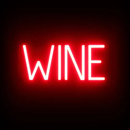 SpellBrite Letrero de vino | Letrero relacionado con el vino con aspecto de neón, fuente de luz LED roja | 15.8 x 6.3 pulgadas Rojo