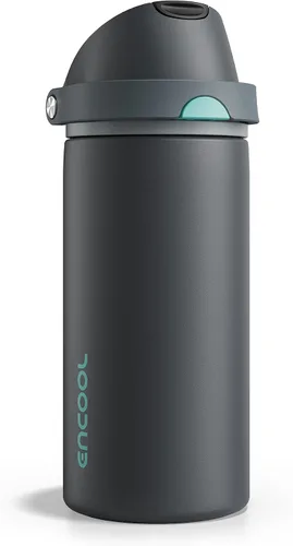 Miniatura 24 de ENCOOL Botella de agua aislada con popote, botella de agua de acero inoxidable con tapa de botón, a prueba de fugas y sin BPA, mantiene el frío Atún