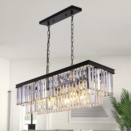 Miniatura 9 de Crytal Chandeliers - Lámpara colgante rectangular negra con cristal K9