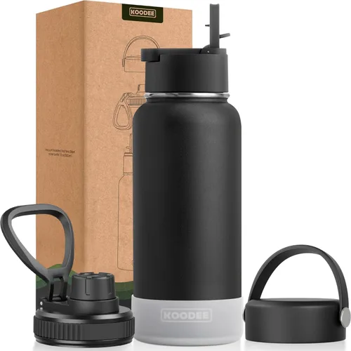 Miniatura 156 de koodee Insulated Water Bottle, 32 oz Stainless Steel Double Wall Vacuum Wide Mouth Sport Bottle with Leakproof Spout Lid (Navy)