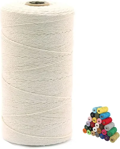 Miniatura 11 de Cordón de algodón para macramé, hilo torcido de 4 capas, cuerda de algodón natural, suministros perfectos de macramé, para hacer soportes colgantes