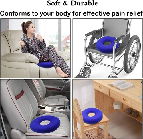 Miniatura 4 de Almohada de hemorroides, almohada inflable para aliviar el dolor del coxis, cojines de asiento de coxis para aliviar la presión de las úlceras