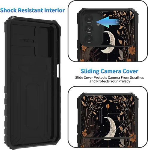 Miniatura 869 de Funda para Samsung Galaxy S22 Ultra 5G, Galaxy S22 Ultra con cubierta de cámara deslizante, funda resistente de doble capa con función atril Black