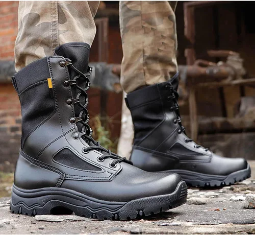 Miniatura 2 de Botas militares para hombre, botas tácticas, ligeras y duraderas, botas de trabajo al aire libre, combate, selva, antideslizantes, botas