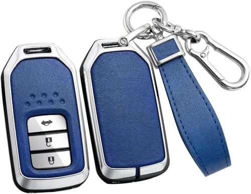 Miniatura 12 de ontto Funda de cuero para llavero de 360 grados de protección para Honda Civic Accord Pilot CRV HRV CRZ Fit Odyssey JED Crosstour Ridgeline Crider
