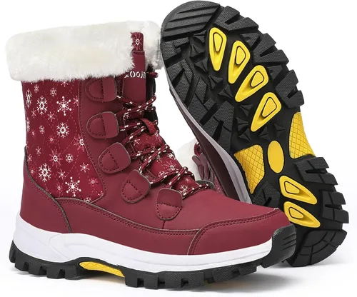 Miniatura 3 de COOJOY - Botas de nieve a media caña, peludas, e impermeables de mujer para el invierno