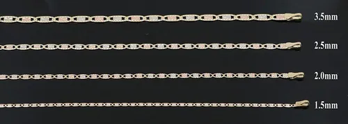 Miniatura 5 de Collar de oro amarillo de 14 quilates, oro blanco, oro rosa, 0.079 in de ancho (16"-24")