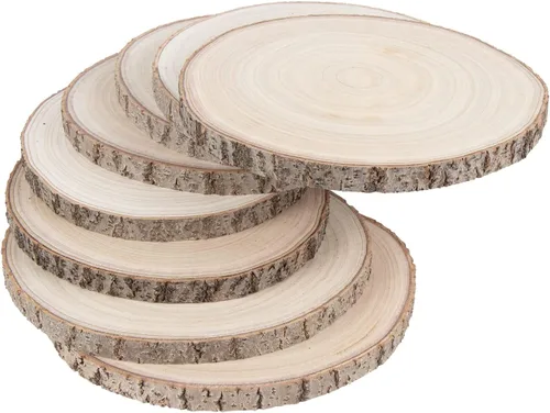 Miniatura 10 de Maputune - 8 piezas de 20-23 cm de rebanadas de madera grandes sin terminar para centros de mesa, plato de madera natural rústico para manualidades