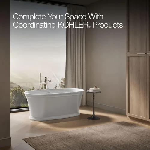Miniatura 6 de KOHLER K-8332-0 Memoirs - Bañera independiente de 60 x 34 pulgadas, bañera de remojo independiente, desagüe ranurado y grifo central, color blanco