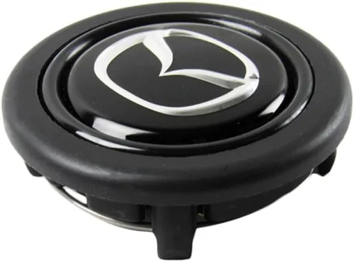 Miniatura 13 de Q1-TECH, botón redondo JDM universal para volantes aftermarket de 6 pernos con abertura de dos pulgadas 2" para botón de bocina (AUD-BK)