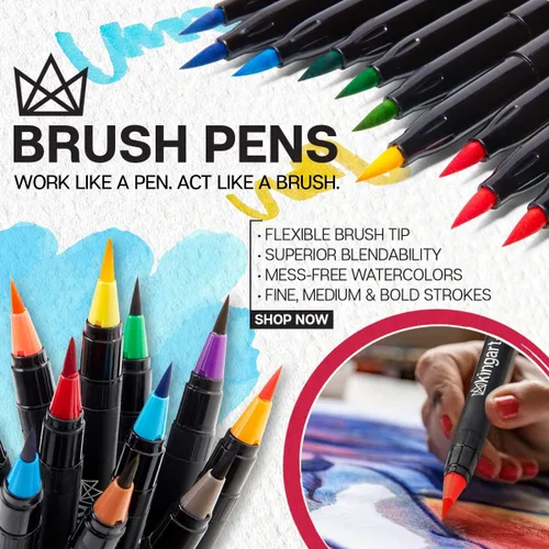 Miniatura 2 de KINGART, Juego de 12 bolígrafos de pincel real de colores únicos, 12 piezas surtidas 12 colores ricos