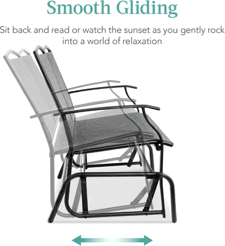 Miniatura 4 de Best Choice Products – Banco mecedora para 2 personas, para patio al aire libre, marco de acero con tela textilene, asiento deslizante para Gris