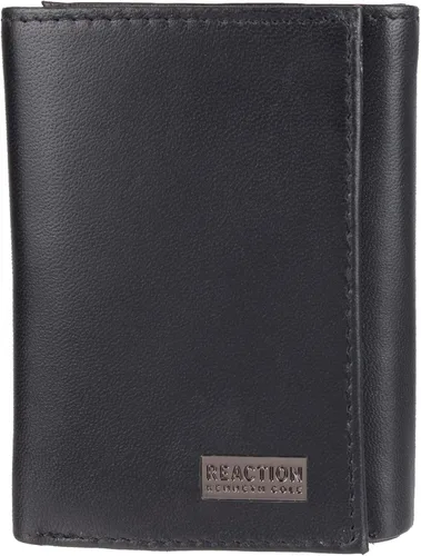 Kenneth Cole Billetera de cuero RFID para hombre, delgada, triple pliegue con ventana de identificación y ranuras para tarjetas