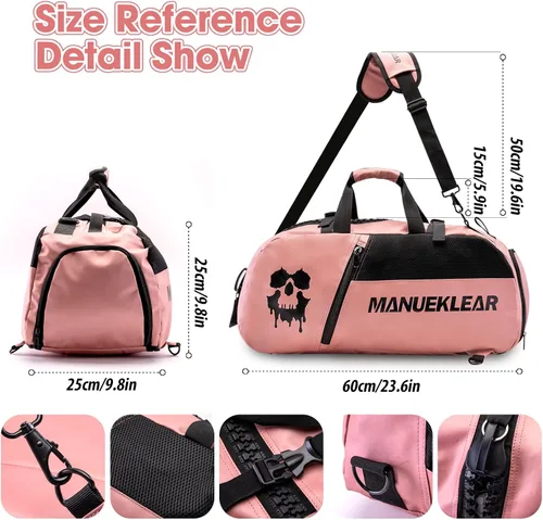 Miniatura 5 de Bolsa de gimnasio para mujeres y hombres, bolsa de lona para hombres con compartimento para zapatos, bolsas de lona deportivas para mujeres