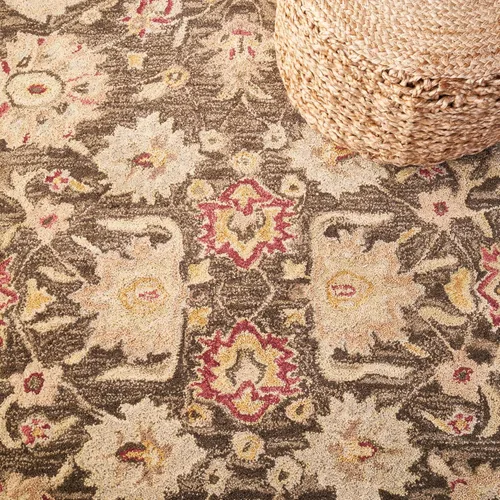 Miniatura 6 de SAFAVIEH Antiquity Collection AT853A - Alfombra decorativa de 4 x 6 pies, gris oliva y beige, hecho a mano, lana oriental tradicional, ideal
