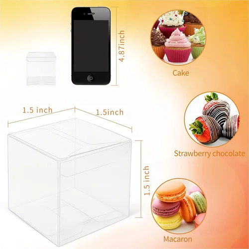 Miniatura 2 de Cotopher - 120 unidades de cajas de regalo transparentes, cajas de plástico transparentes de 3,8 x 3,8 x 3,8 cm para trufa de chocolate. Mini cajas