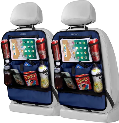 Miniatura 23 de LUCMO Organizador de asiento trasero de coche con soporte para tableta - 2 piezas, organizador de almacenamiento de coche con 6 bolsillos