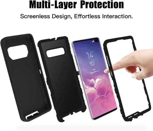 Miniatura 4 de AICase Funda para Galaxy S10 Plus, protección contra caídas, cuerpo completo, resistente, a prueba de golpes, caídas, polvo, capa protectora Negro