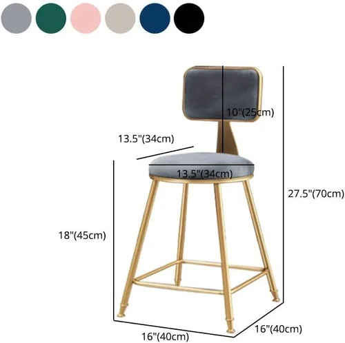 Miniatura 2 de Taburete moderno para mostrador, taburete sin brazos, taburete de hierro con cojín y pedal, 1 taburete corto (18 pulgadas de alto) azul