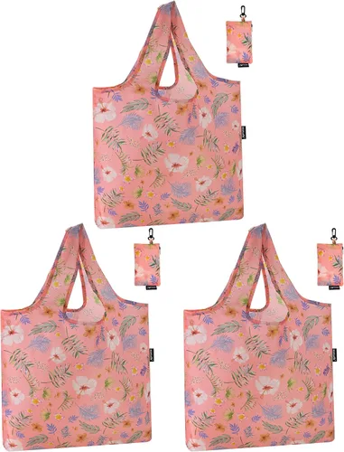 Miniatura 17 de HOLYLUCK Bolsas de comestibles reutilizables, bolsa de compras plegable resistente (estándar, 3 huellas de patas de perro azules)