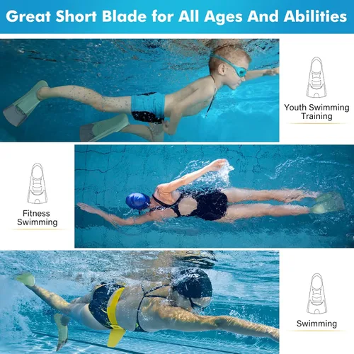 Miniatura 4 de Gintenco Aletas de Natación, Aletas de Entrenamiento de Natación para Niños para Natación de Vueltas, Aletas de Tamaño de Viaje con Bolsa de Malla