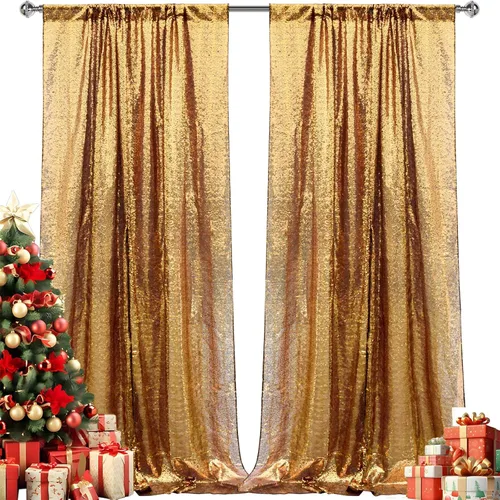 Miniatura 28 de 2 paneles de cortinas de fondo de lentejuelas verdes de 8 pies, cortinas de fondo de fotografía con purpurina para decoración de Navidad, boda
