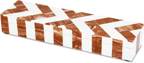Miniatura 18 de Handicrafts Home Organizador para joyas y caja de almacenamiento, cajas decorativas para mujer y chicas, para envoltura, estampado de cheurón blanco