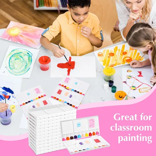 Miniatura 3 de Kosiz 12 piezas de paleta de pintura de acuarela plegable a granel bandeja de pintura con 20 pozos, 5 áreas de mezcla, paleta de pintura de acuarela